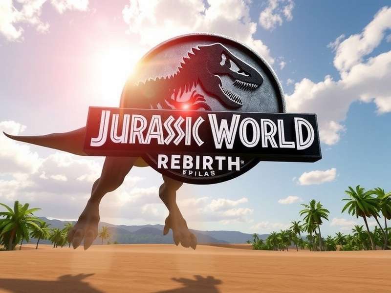 T-Rex roaring in a jungle environment, concept art for Jurassic World Rebirth