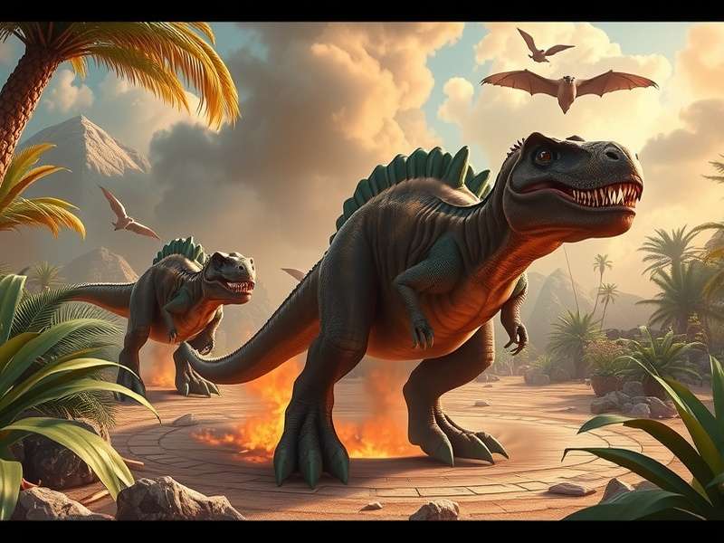 Topographical map of the Jurass continent showing biomes and dinosaur zones