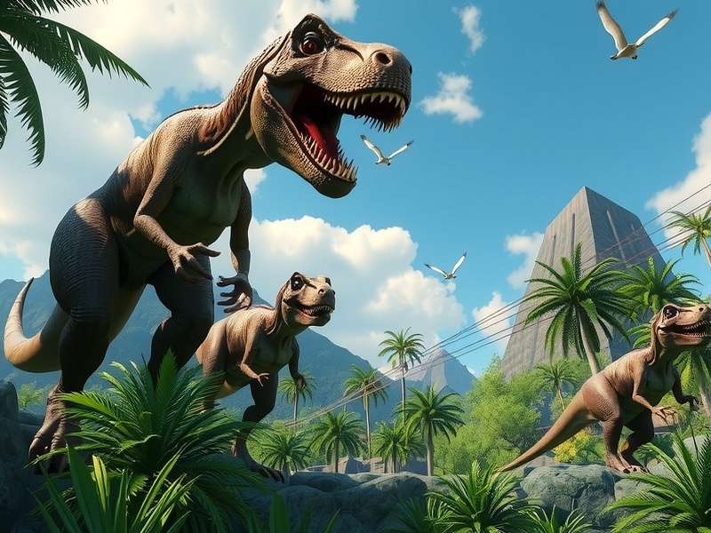 Jurassic World Fallen Kingdom gameplay screenshot showing dinosaurs and action