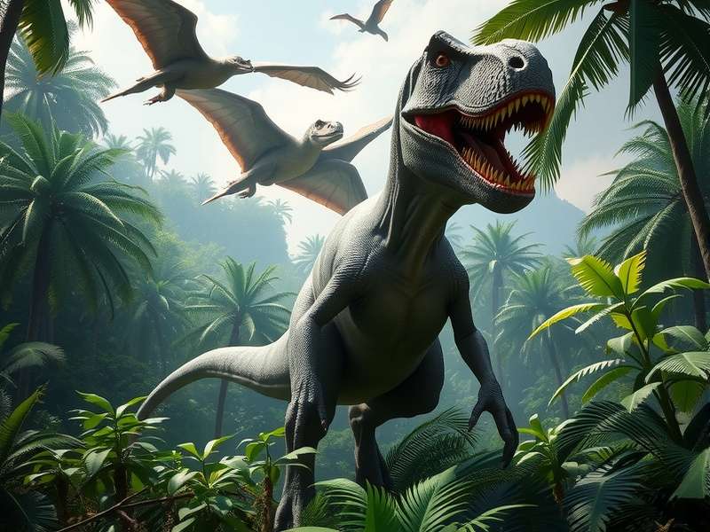 Jurassic World Game main park overview showing dinosaurs and buildings