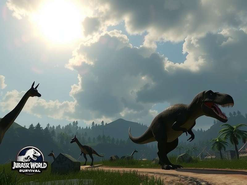 Player character observing a Brachiosaurus herd in Jurassic World Survival