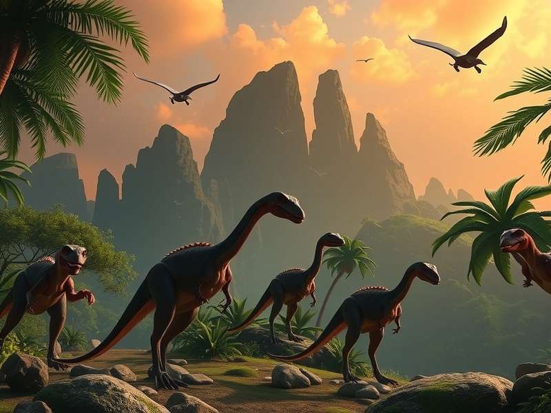 Infographic showing the resource flow between dinosaurs, plants, and stability in La Rinascita