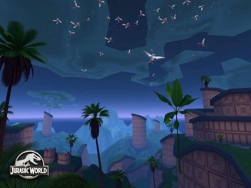 A collection of Jurassic World dinosaurs including T-Rex and Velociraptors