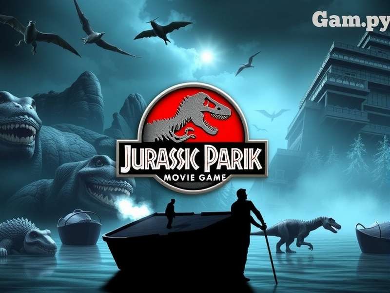 Jurassic Park movie collage featuring T-Rex and Velociraptors