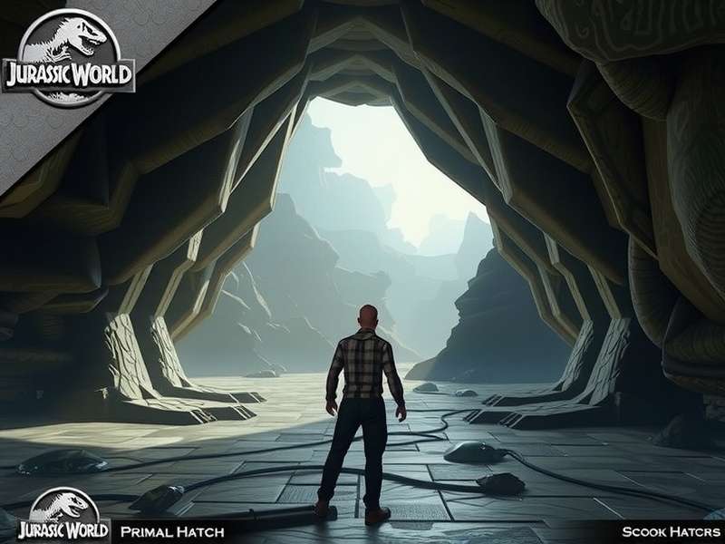 Close-up of a dinosaur egg hatching in Jurassic World Primal Hatch game