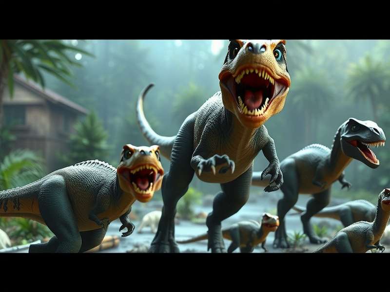 A comprehensive collection of Jurassic World action figures and vehicles displayed on a shelf