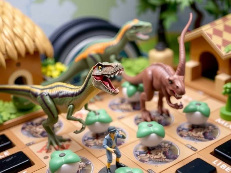 Jurassic World Mattel toy collection featuring T-Rex and other dinosaurs