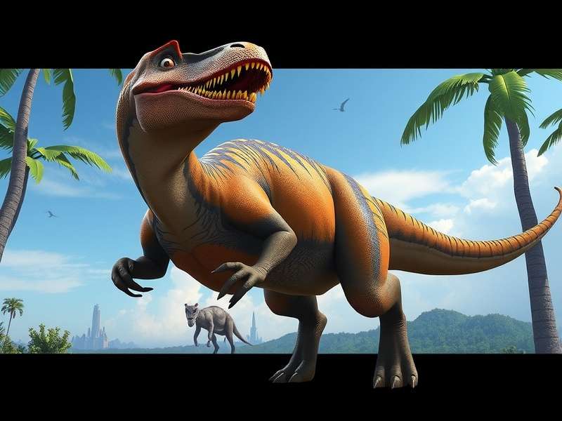 Key art for Jurassic World El Reino Ca Do showing a dramatic confrontation between new hybrid dinosaurs and humans in a lush, overgrown park