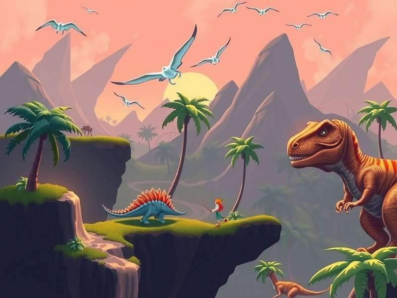 A towering Brachiosaurus in a Jurassic Park setting