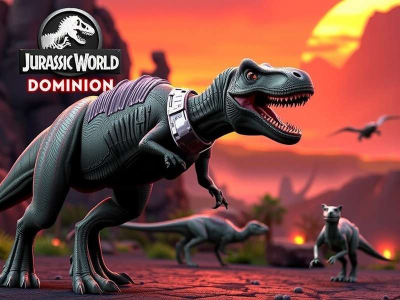 A breathtaking landscape from Jurassic World Dominion showing dinosaurs roaming free in a forest