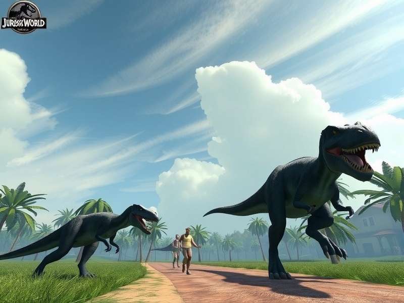 A thrilling scene from Jurassic World Jj Sz Let S Videa gameplay showing a T-Rex encounter