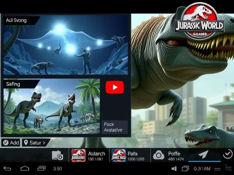Jurassic World Recome O Filme gameplay screenshot showing a T-Rex in the rain
