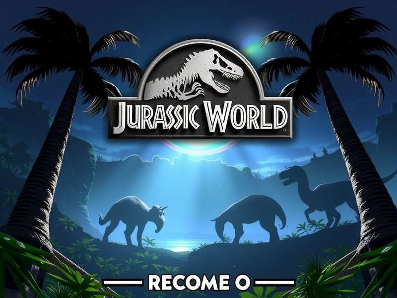 Aerial view of a lush dinosaur park with enclosures