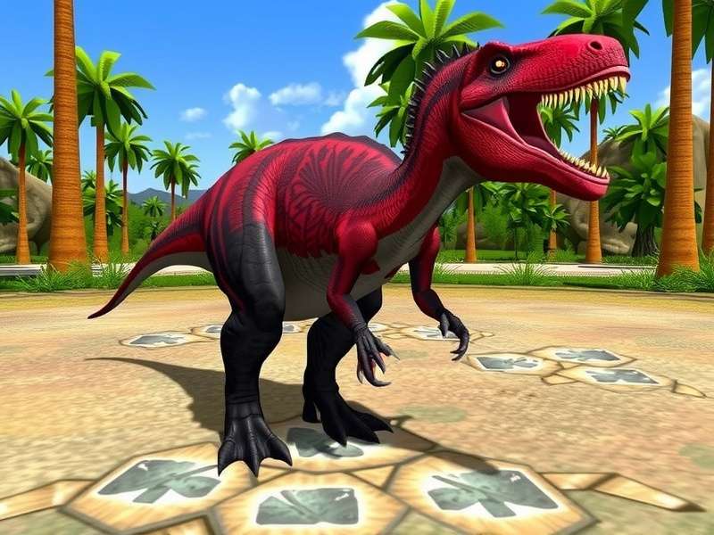 Jurassic World Spinosaurus emerging from water ambush in game