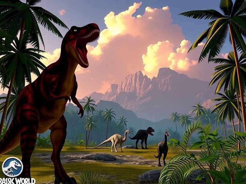 Jurassic World Videa gameplay scene with dinosaurs