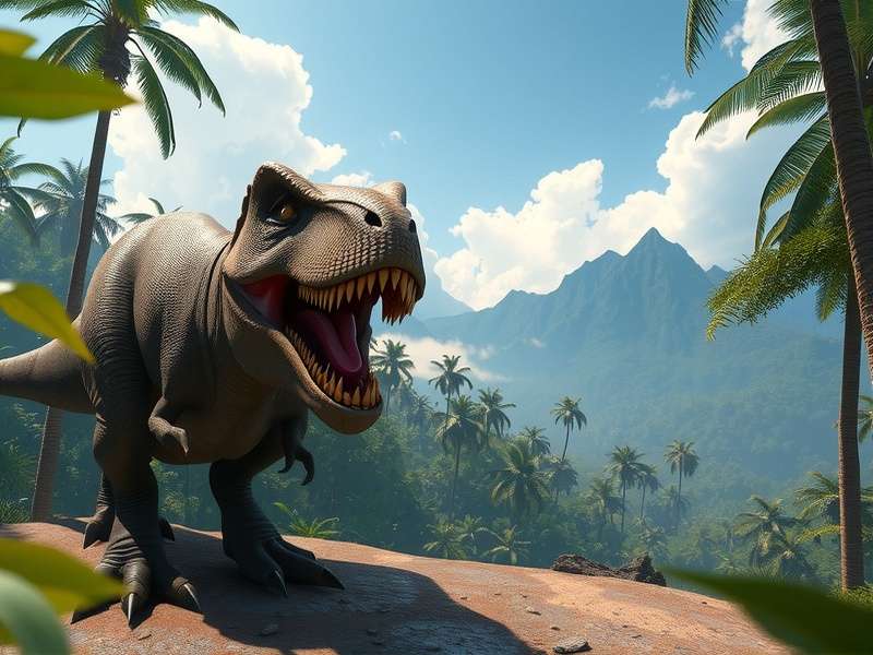 Collage of dinosaurs from Jurassic World Dominion including T-Rex, Giganotosaurus, and Velociraptors