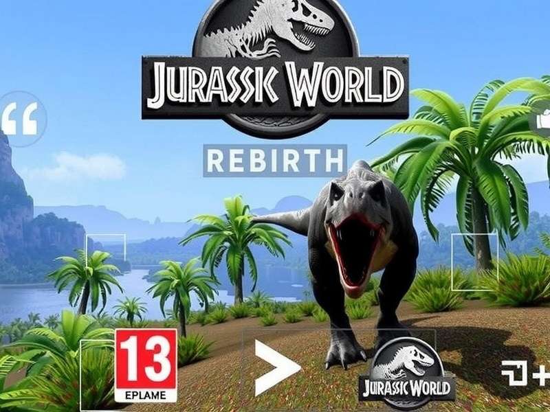 Jurassic World Rebirth gameplay screenshot showing dinosaurs and park