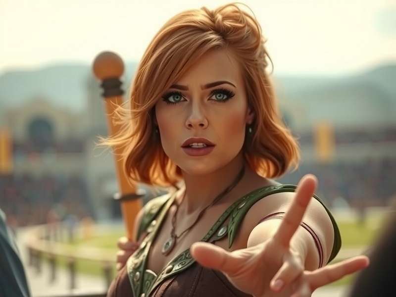 Bryce Dallas Howard as Claire Dearing in Jurassic World Dominion, looking determined with a dinosaur in the background