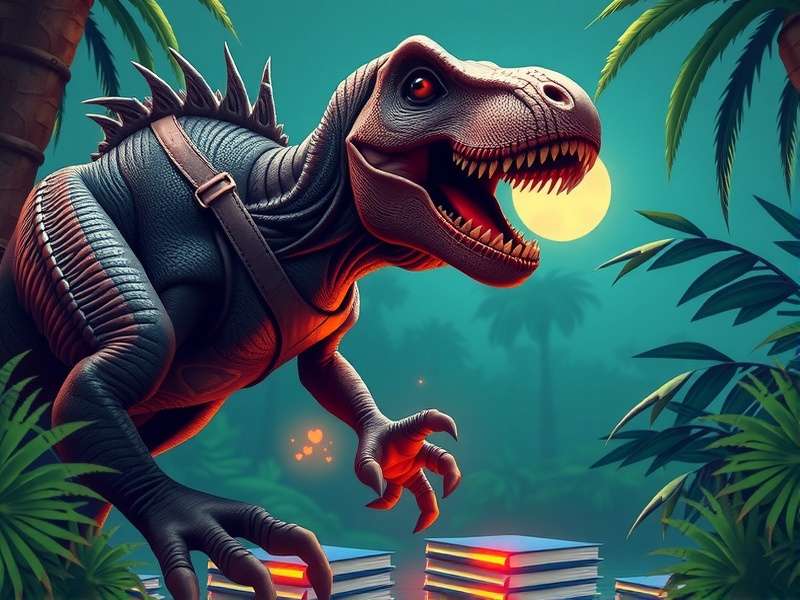 Jurassic Park Game screenshot showing dinosaurs in a park