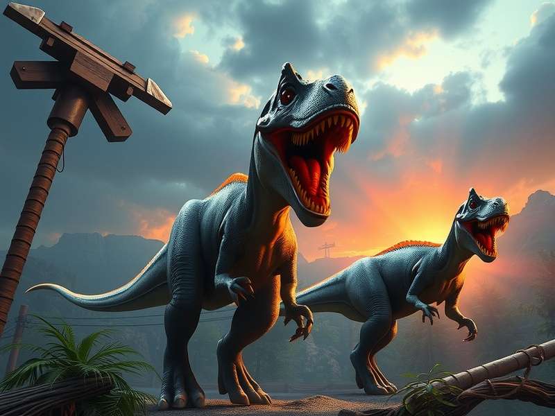 Jurassic Park Movie scene with T-Rex