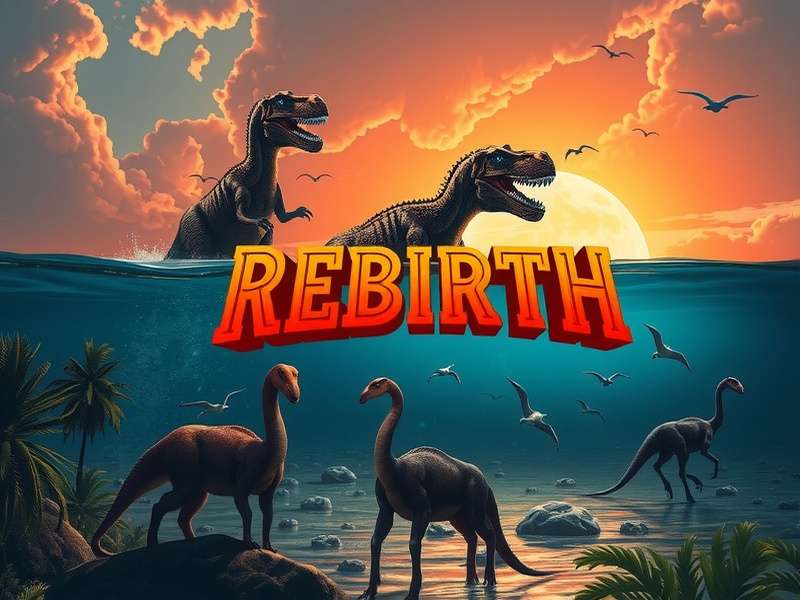 A stunning visual of a Tyrannosaurus Rex undergoing a rebirth evolution in Jurassic World Game