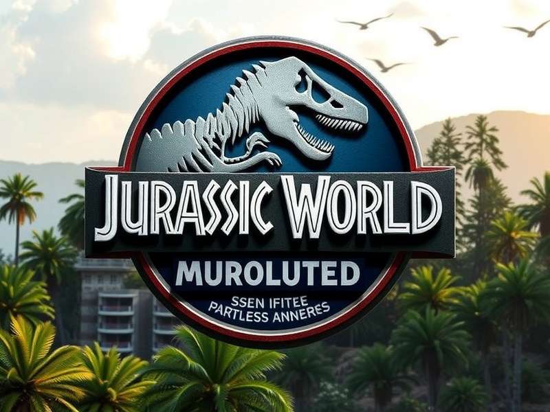 Jurassic World logo concept art with glowing amber backdrop
