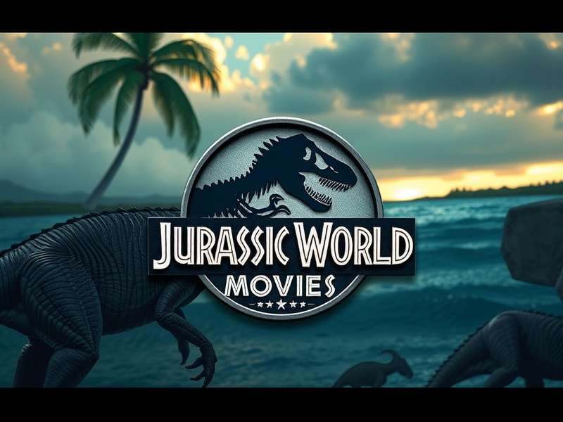 A dramatic scene showing a dinosaur in a lush prehistoric jungle, evoking the world of Jurassic World movies