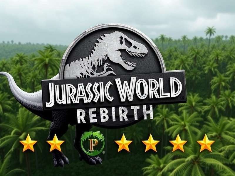 Jurassic World Rebirth game cover art with dinosaur silhouette