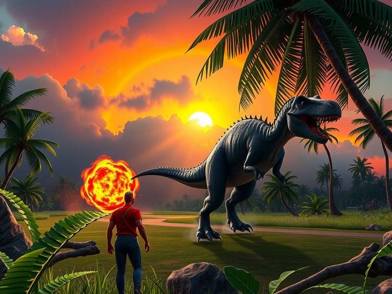Jurassic World movie franchise montage with dinosaurs and iconic scenes