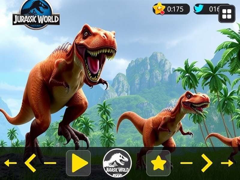 Jurassic World App interface showing dinosaurs and park map