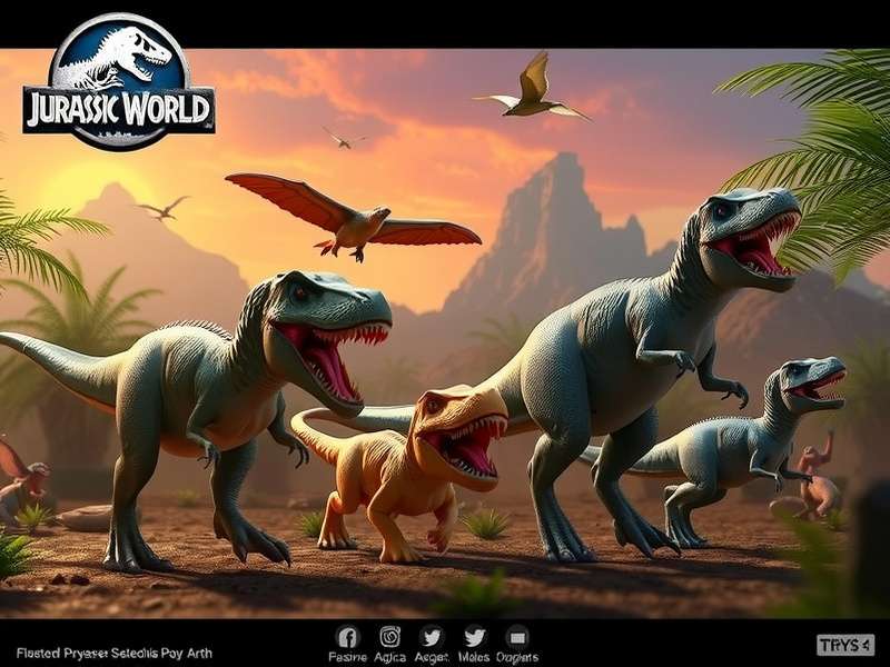 Jurassic World Rebirth Toys 2025 collection featuring Tyrannosaurus Rex, Spinosaurus and human figures